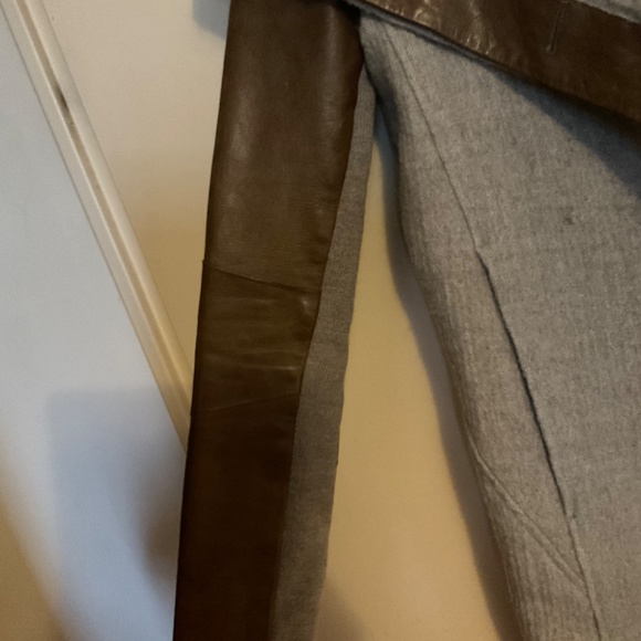 Helmut  lang wool and lamb leather brown grey panel jacket size petit small - Picture 4 of 7